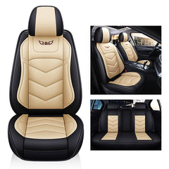 Universal Full Leather Car Seat Cover Set - 1/5PCS, Single/Full, Breathable Cushion Pad for Front Seats