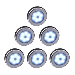 6 LED Motion Sensor Night Lights - PIR Infrared, Auto On/Off for Home, Bedroom, Bedside, Stair, Cabinet