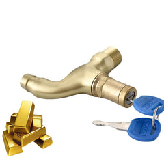 Anti-theft Brass Faucet with Lock Key, G1/2 Single Hole Water Tap for Kitchen, Outdoor, Garden