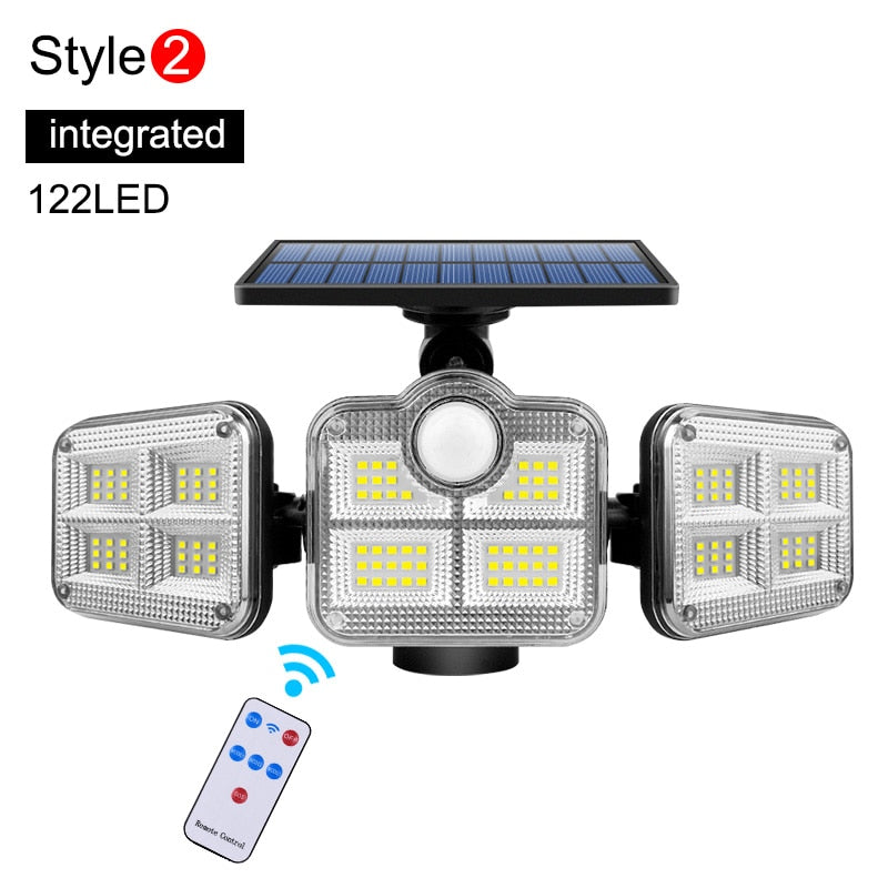 20W Super Bright Solar Lights, 122 LED, IP65 Waterproof, Adjustable Head, Wide Angle, Outdoor/Indoor Solar Lamp