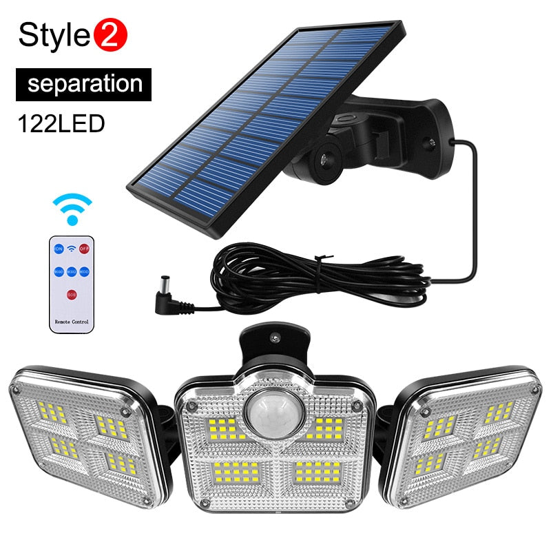 20W Super Bright Solar Lights, 122 LED, IP65 Waterproof, Adjustable Head, Wide Angle, Outdoor/Indoor Solar Lamp