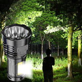 Super Bright Type-C Rechargeable LED Flashlight with 18650 Battery, COB Side Light, 500m Range, ABS Housing, Camping Lantern