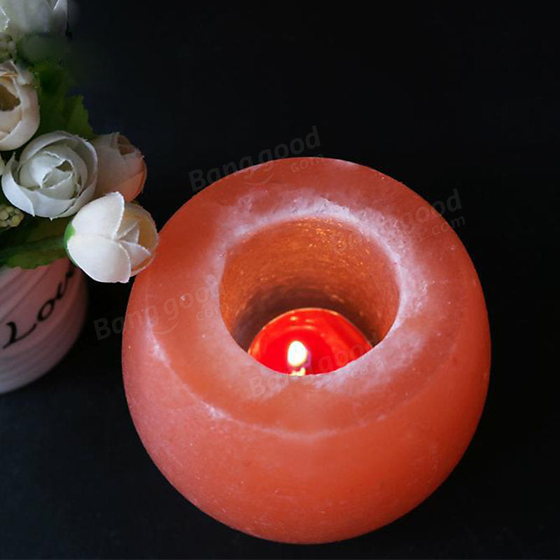 Himalayan Salt Crystal Candle Holder - Natural Air Purifying Tea Light Lamp