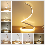 Modern Spiral LED Bedside Table Lamp - Curved, Dimmable, Warm White Desk Light