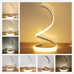 Modern Spiral LED Bedside Table Lamp - Curved, Dimmable, Warm White Desk Light