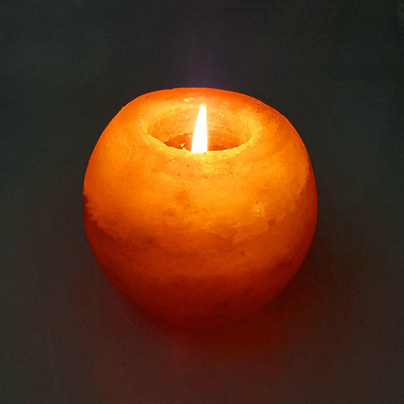 Himalayan Salt Crystal Candle Holder - Natural Air Purifying Tea Light Lamp