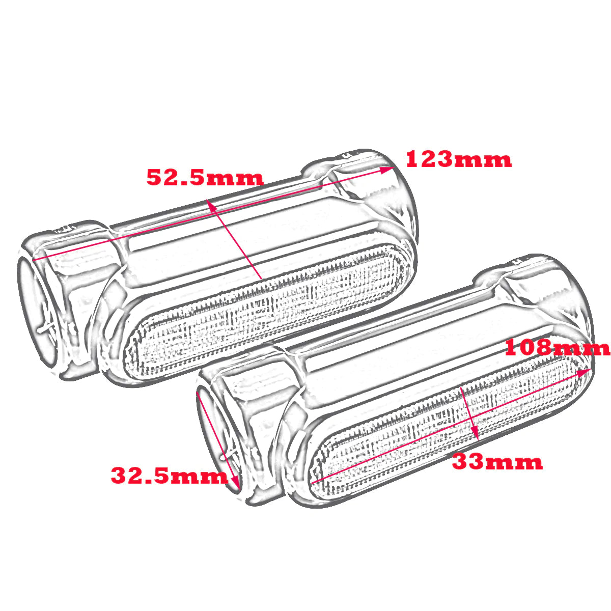 12V Motorcycle LED DRL White Driving Lights & Amber Turn Signal Indicators - 2x Crash Bar Lamps