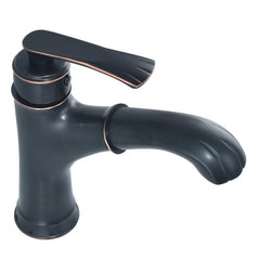 Copper Bathroom Basin Faucet with Pull-Out Spring Sprayer, Hot and Cold Water, Single Hole Deck Mount Mixer