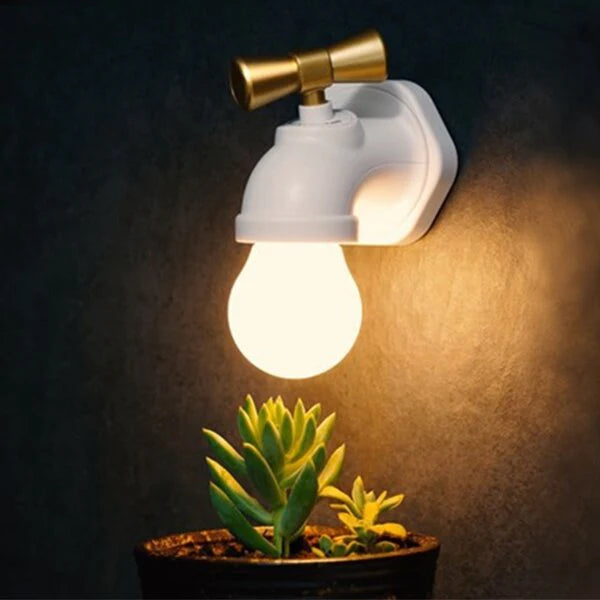 Rechargeable LED Night Light with Sound Control - Water Tap Shape, Home Wall Decor, Perfect Gift