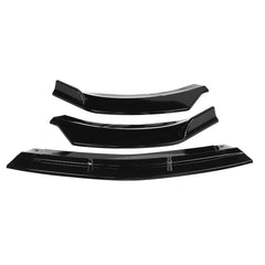 3Pcs Glossy Black Front Bumper Protector Lip Spoiler Trim Covers