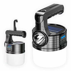 Solar- und USB-wiederaufladbare LED-Campingleuchte – Suchscheinwerfer mit Griff, Nachtmarktstand, Angelbirnenlampe MX-519