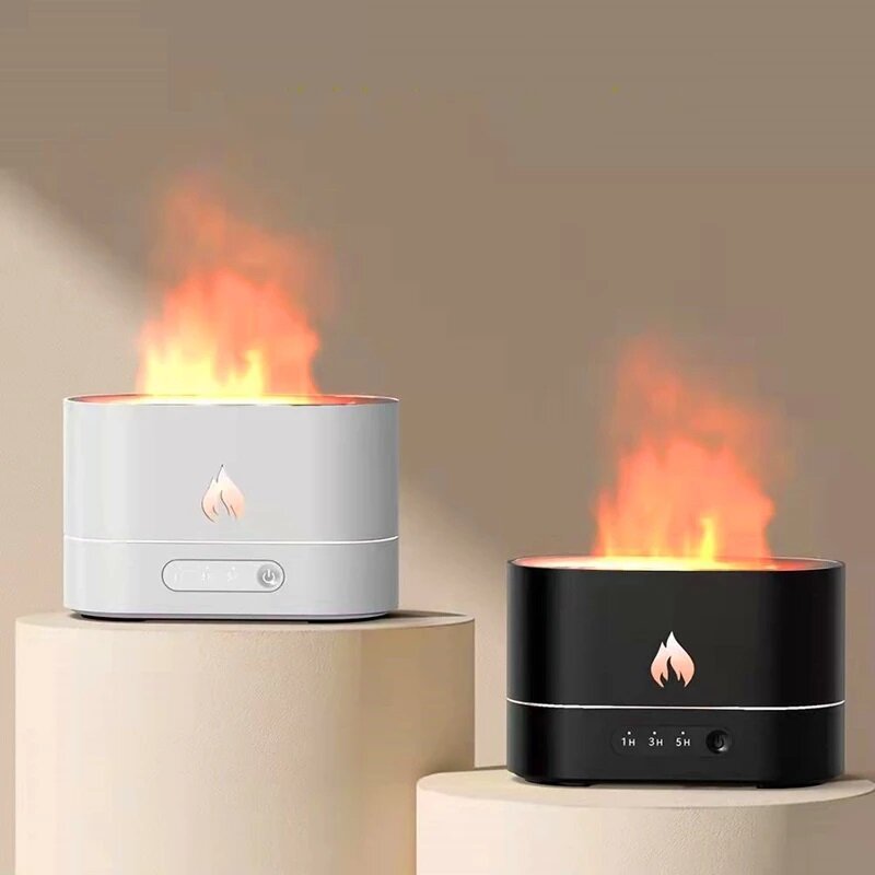 3D Flame LED Night Light & Aromatherapy Diffuser - USB Rechargeable for Living Room & Bedroom