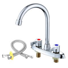 Electroplating Hot & Cold Water Faucet with 2 Stainless Steel Hoses