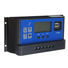 10/20/30A 12/24V LCD Dual USB Solar Panel Battery Charge Controller Regulator