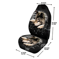 7-teiliges Set mit Autositzbezügen mit Wolfs-Print – universelle Passform für SUV, Vordersitzschutz