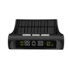 Solar-Powered Tire Pressure Monitor System with External Temperature Warning and Alarm