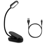 4 LED USB Rechargeable Eye-Care Book Light Clip-On Lamp for Reading, Music Stand, Piano - White & Warm Light