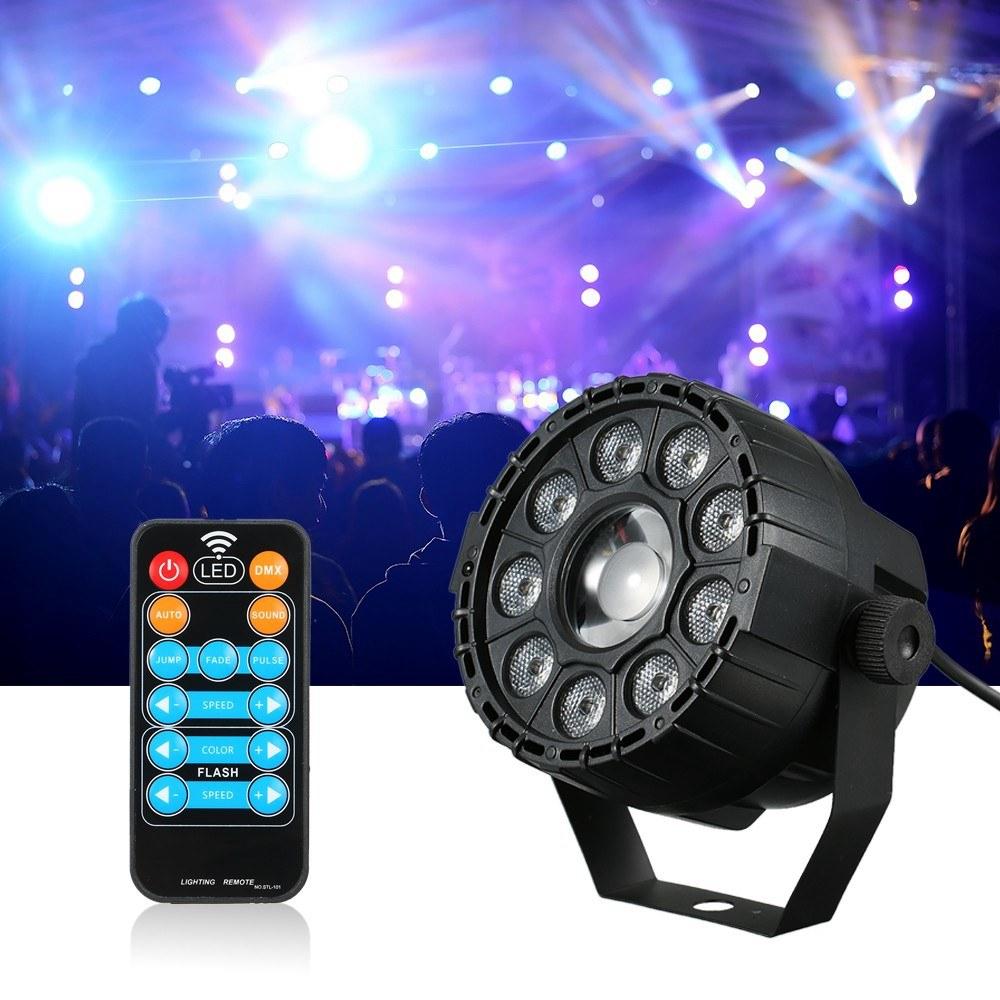 15W 10 LED RGB Yellow Strobe Par Lamp with DMX & Sound Remote Control for DJ Party Stage Light AC90-240V