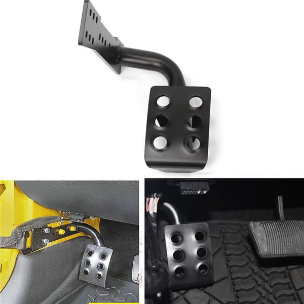 Black Metal Left Side Footrest Pedal for Jeep Wrangler JK & Unlimited 2007-2016