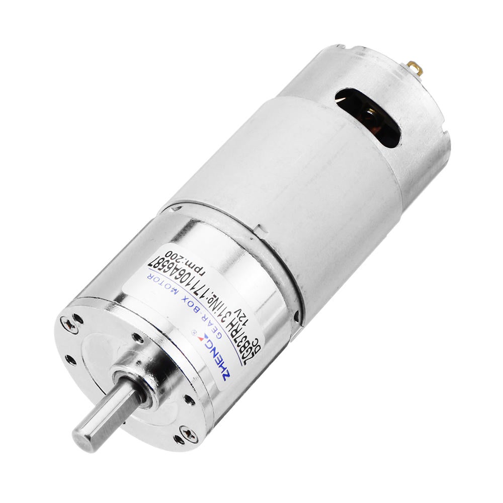 12V DC Gear Motor, 200 RPM, High Torque, Gear Reduction