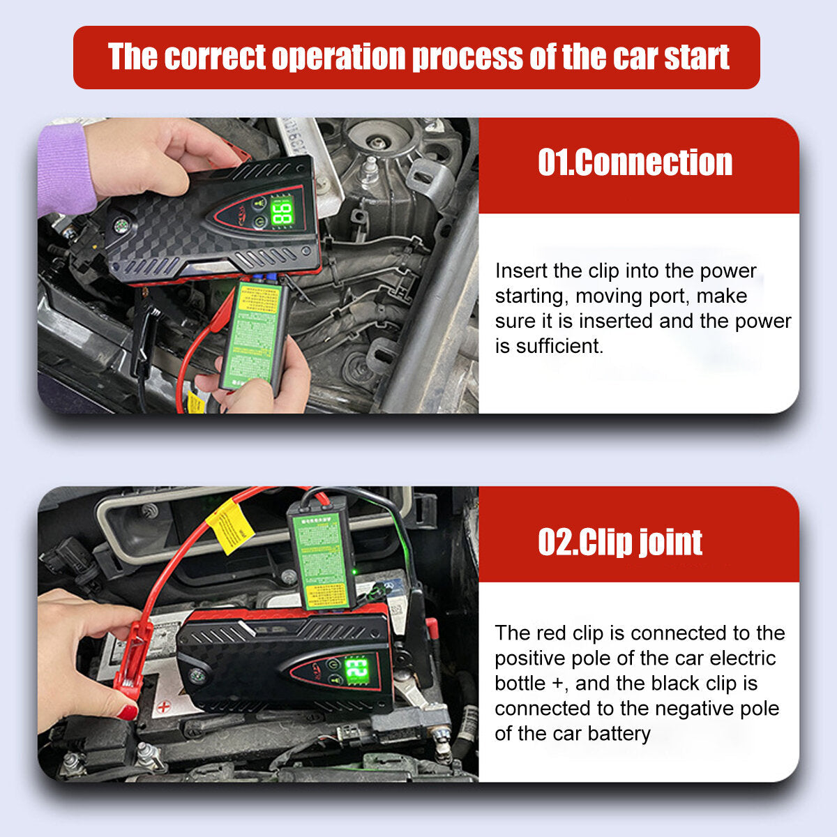 12V 12000mAh Car Emergency Power Bank - Jump Starter Battery Charger for Vehicle Ignition