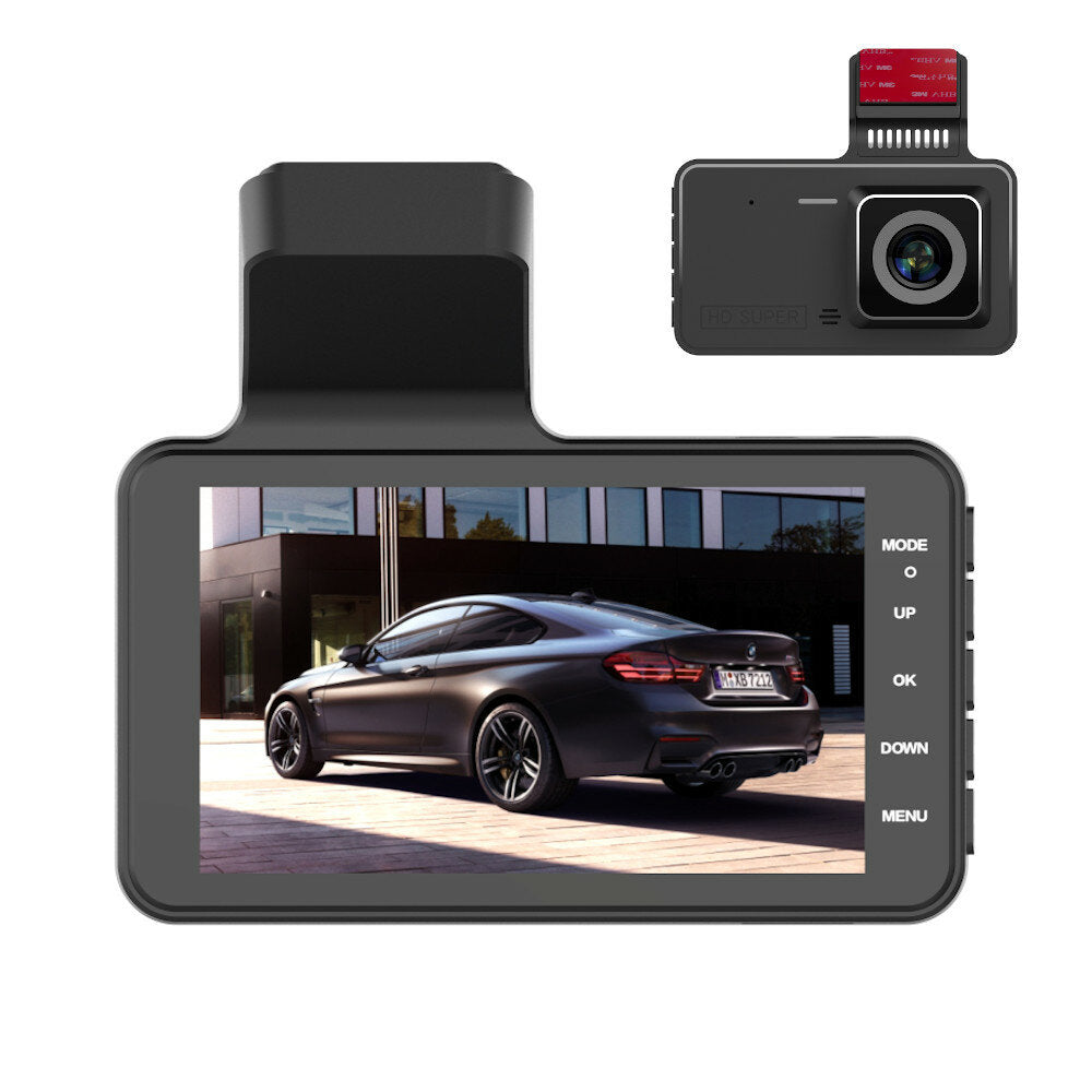 4" HD 1080P Dash Cam Car DVR - Dual Lens, Front & Rear Recording, Reversing Image, 24H Parking Mode