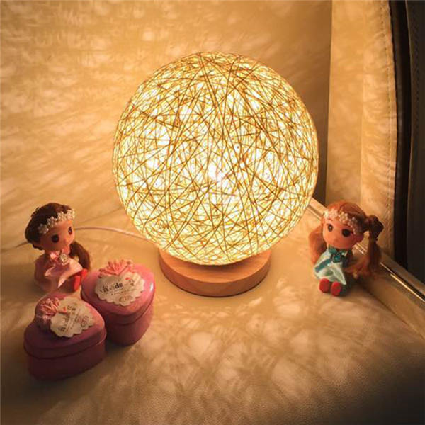 60W E27 Dimmable Sepak Takraw Wood Desk Lamp Night Light AC110-220V