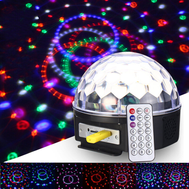 18W RGB LED Crystal Ball Stage Light with Remote Control, MP3, for DJ Club Pub Disco Party, AC100-240V