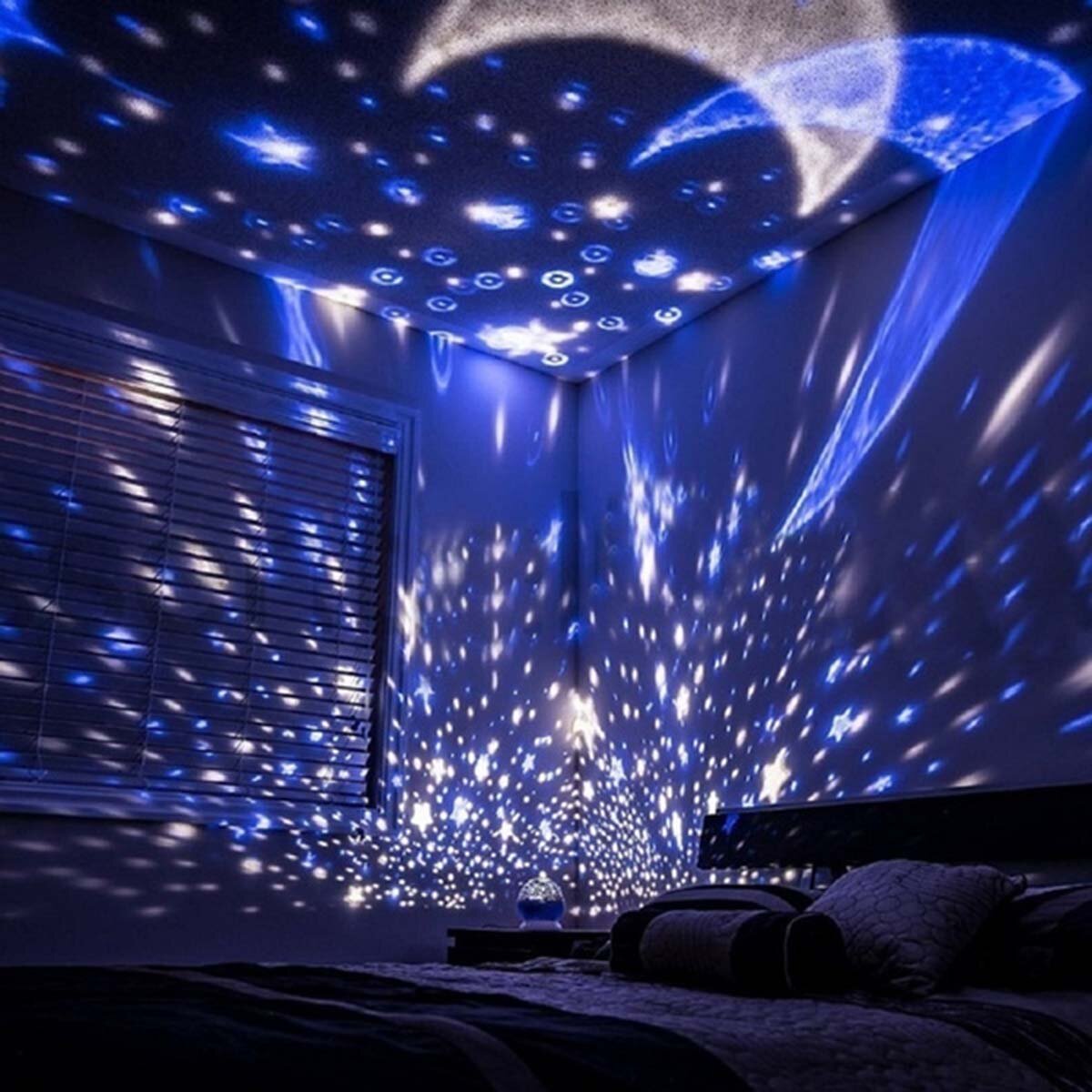 LED Starry Projector Lamp - USB Rotating Moon & Cosmos Night Light for Kids' Bedroom & Living Room