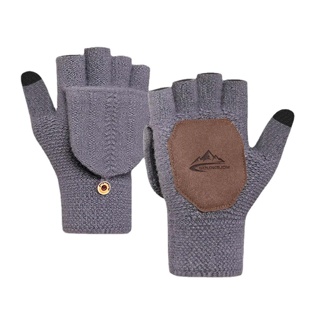 Unisex Knitted Half-Finger Gloves - Antifreeze, Warm, Thickened, Plus Velvet for Autumn & Winter