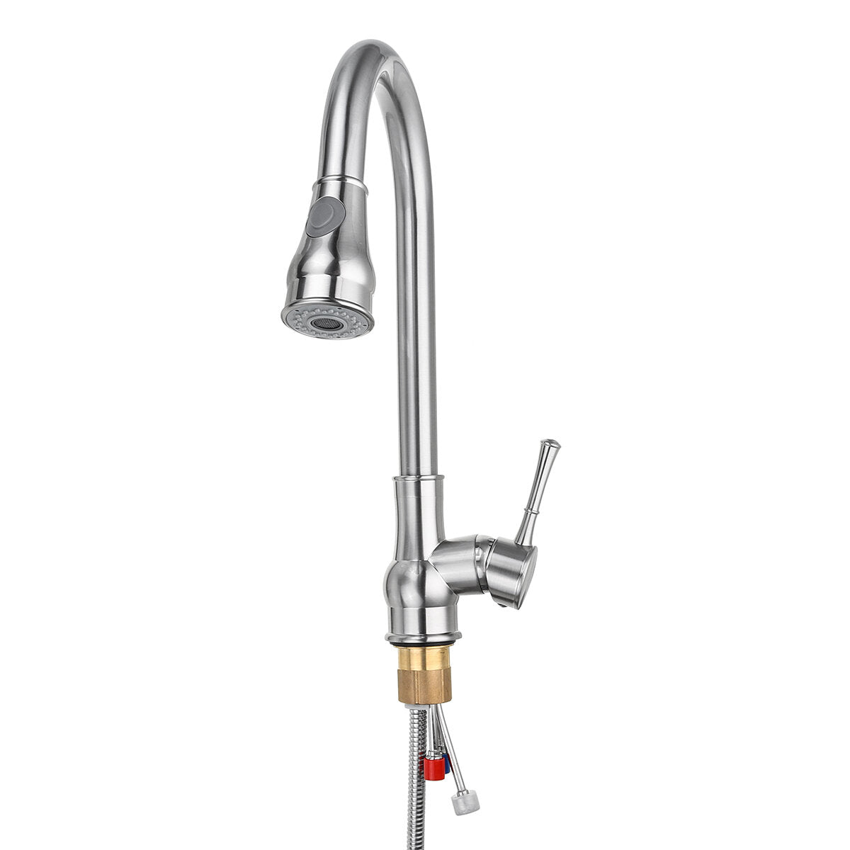 360 Degree Rotating Kitchen Sink Faucet with Pull-Out Sprayer, Single Handle Copper Mixer Tap