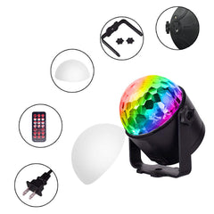 Upgrade 6-Color Crystal Ball LED Stage Light with Voice Remote for Bar, KTV, Party, Disco