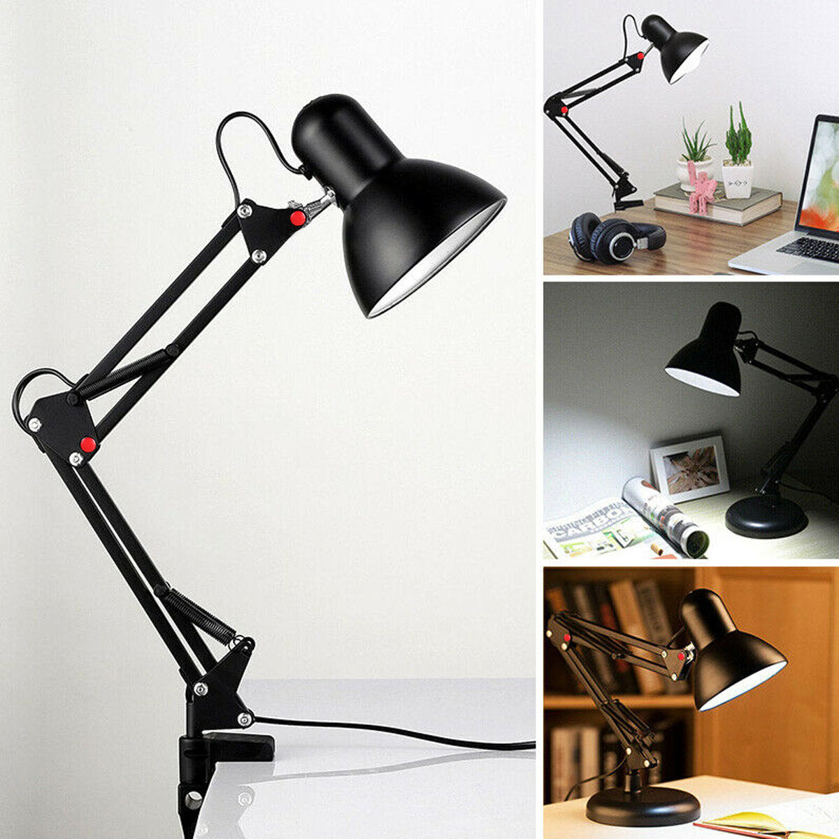 5W Super Bright LED Swing Arm Desk Lamp with Metal Clamp, 220V