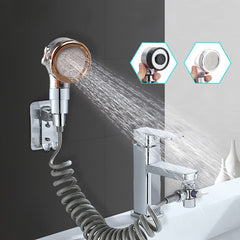 Bathroom Wash Basin Faucet Set: Includes Water Tap, External Shower Head, Handheld Bidet Sprayer, and Jet Diverter Kit