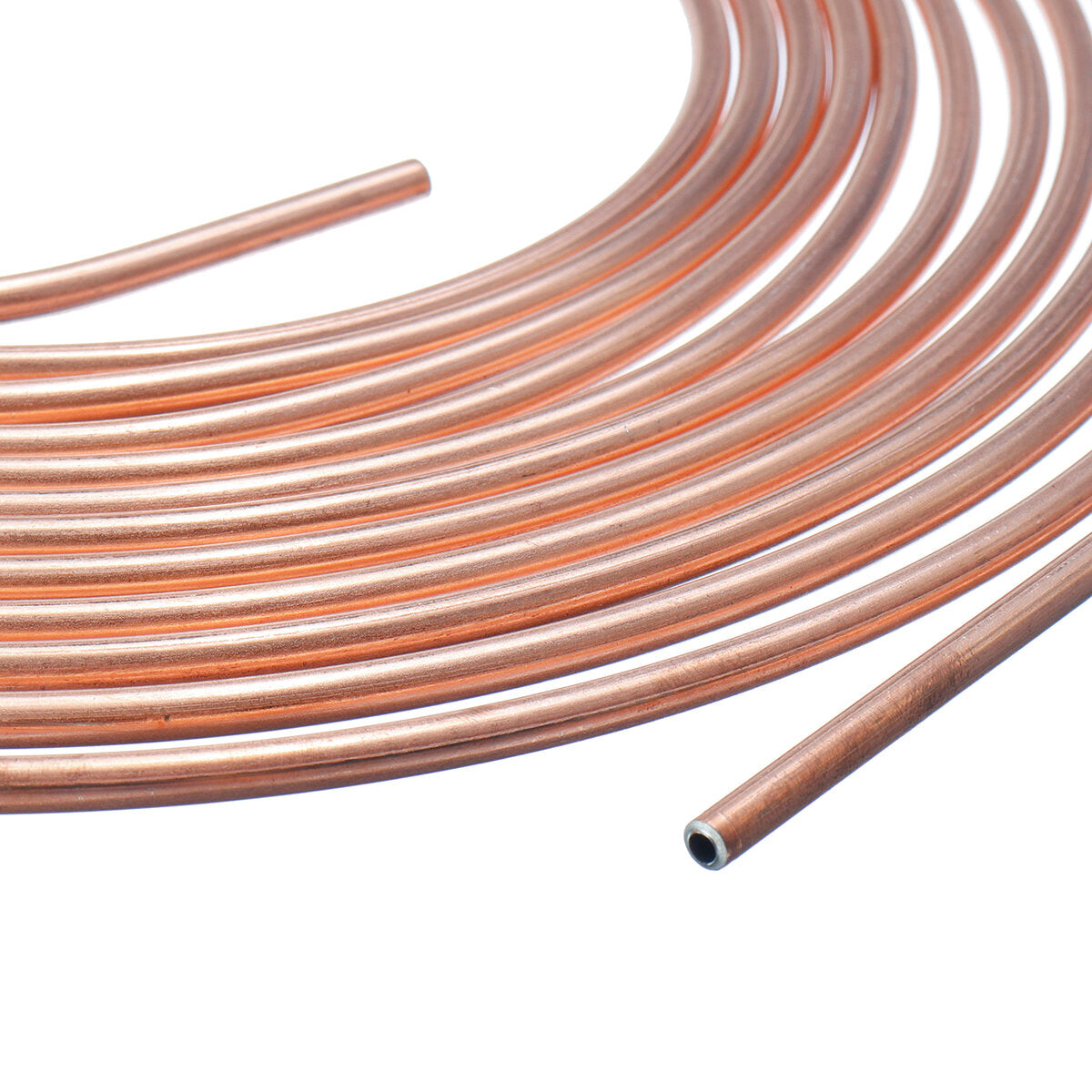 25ft 3/16" OD Copper Brake Pipe Hose Line Tube Coil with Joint Union