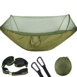 Portable Camping Hammock with Mosquito Net and Pop-Up Light - Outdoor Parachute Fabric