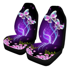 Universal Purple Butterfly Car Seat Covers - Front & Rear Protection