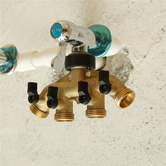 American Standard 3/4" 4-Way Brass Hose Faucet Manifold Water Segregator Garden Tap Connector Splitter Valve