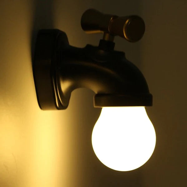 Rechargeable LED Night Light with Sound Control - Water Tap Shape, Home Wall Decor, Perfect Gift