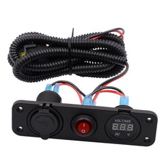 12V-24V Dual USB Charger 3.1A 22W with Volt Meter & Waterproof LED Switch Panel for Marine, Car, Boat, Motorcycle