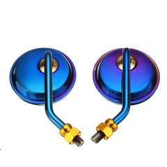 Blue Anti-Glare Aluminum Motorcycle Rearview Side Mirrors with M10 Screw