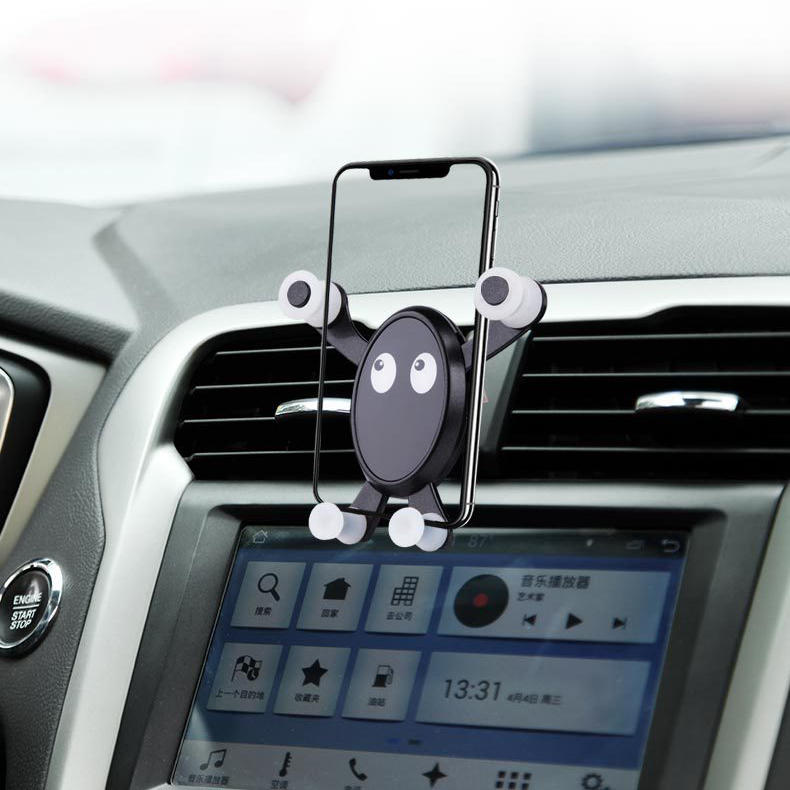 Gravity Automatic Air Vent Car Phone Holder - Cartoon Buckle ABS Stand Mount for iPhone X