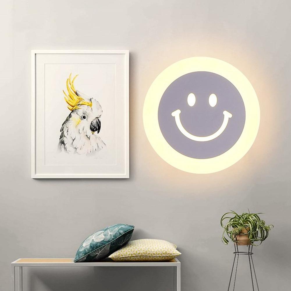 Runde 10-W-LED-Wandleuchte – Smile-Design für Wohnzimmer, Gang, Innenbereich, Nachttischlampe