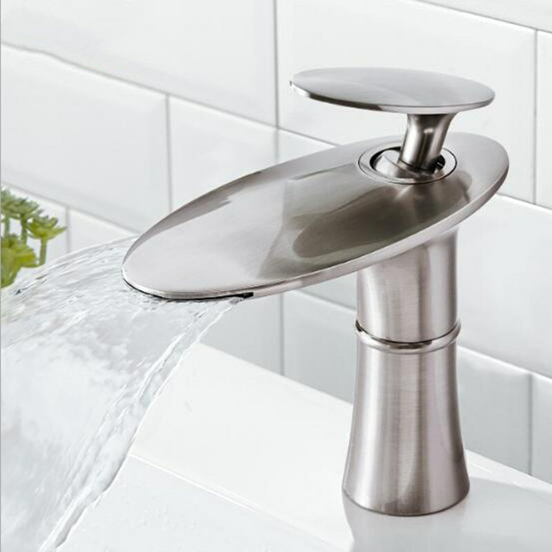 Waterfall Faucet Bathroom Basin Mixer Tap - Hot & Cold Brass Sink Fixture