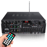 2 Channel HiFi Stereo Audio Power Amplifier with Remote Control, USB, SD, FM, 220V EU Plug