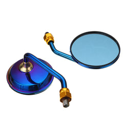 Blue Anti-Glare Aluminum Motorcycle Rearview Side Mirrors with M10 Screw