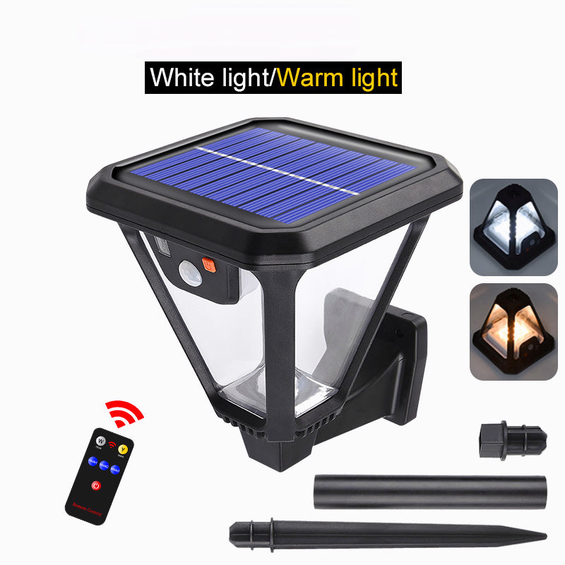 Solar Garden Light with Remote Control - 2 Install Ways, Waterproof Wall Lamp for Yard, Patio, Lawn, and Soil Lighting