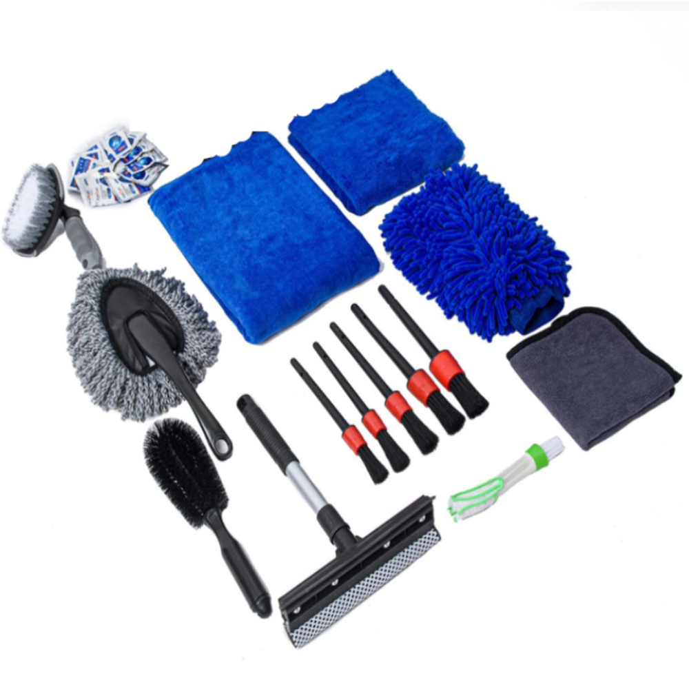 14-Piece Car Wash Tools Set: Includes Car Wash Brush, Tire Cleaning Brush, Car Wipes, and More