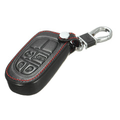 PU Leather 4-Button Car Key Case Cover for Jeep Grand, Chrysler 300, Dodge