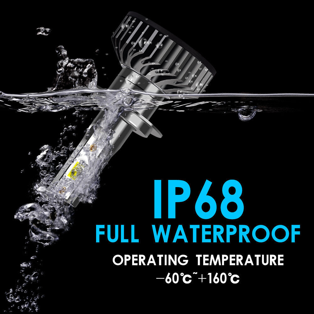 2PCS 60W LED Car Headlight Bulbs, Waterproof, 6600LM, 6500K Brightness